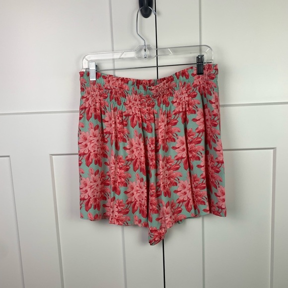 Ann Taylor LOFT MEDIUM Floral Shorts Skirt Pink Green Boho - Picture 2 of 5